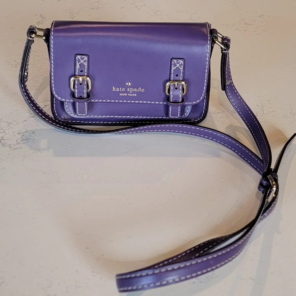 Kate Spade Purple Leather Essex Scout Crossbody Handbag Messenger Bag